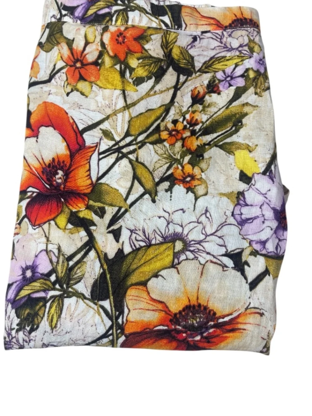 Chico's Linen Floral Wrap Skirt Size 4 (US 20/22) Botanical Print Summer Resort - Picture 12 of 16